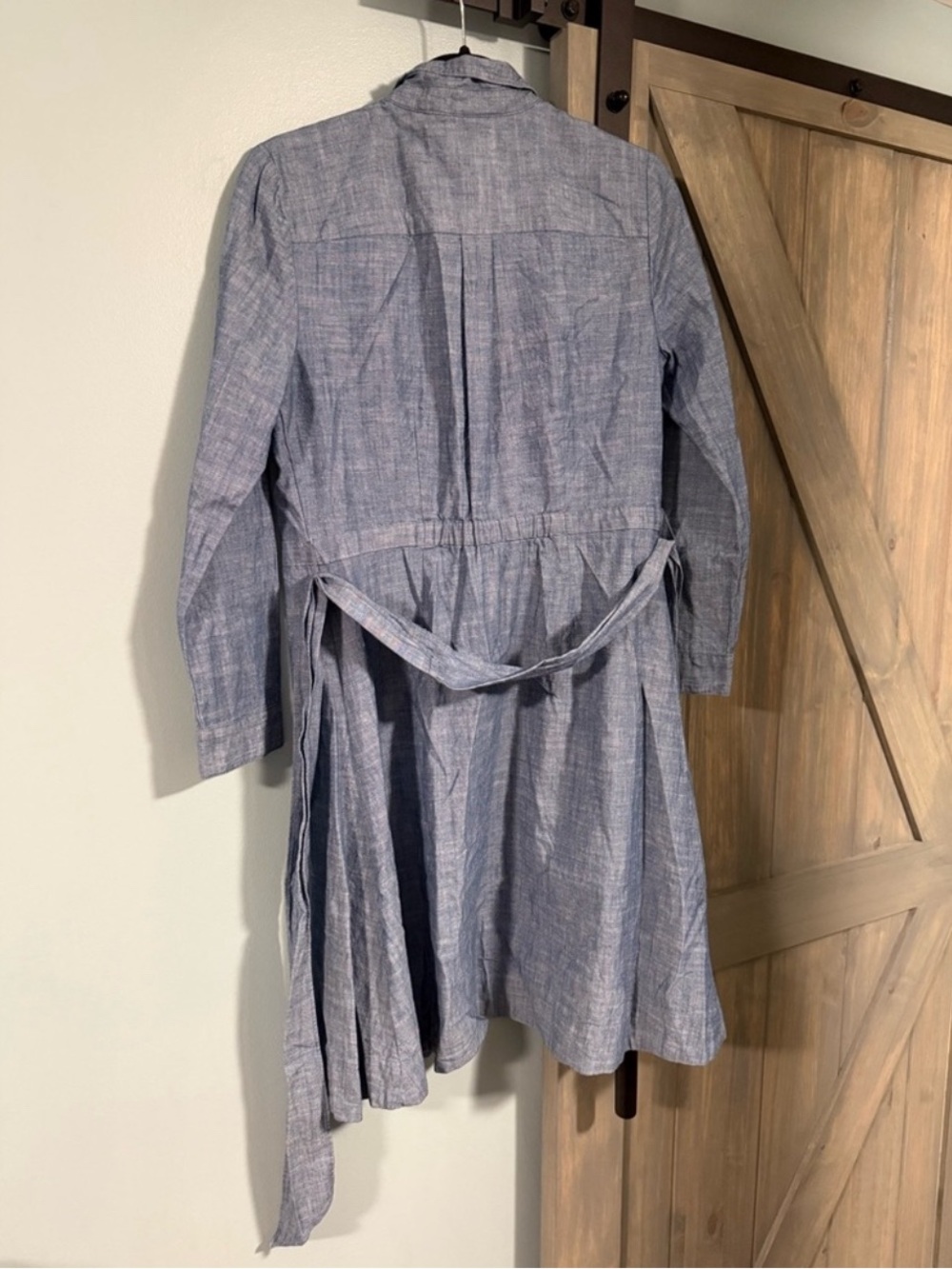 J Crew Button-Front Shirt Dress in Denim Blue Casual Outfit Belted - Picture 3 of 3